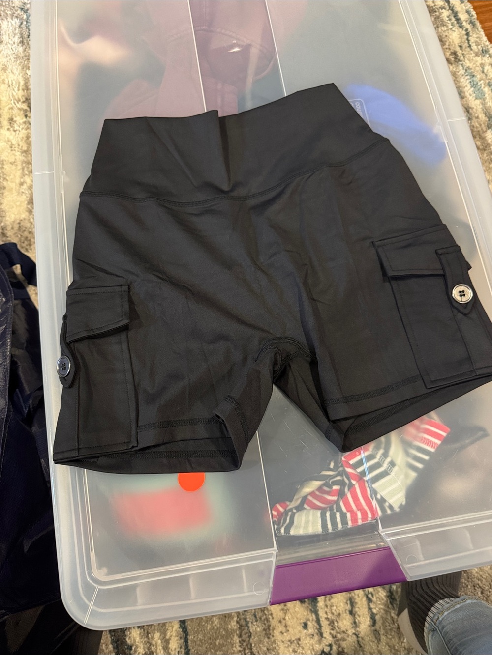 Black Women's Bike Shorts with Cargo Pockets